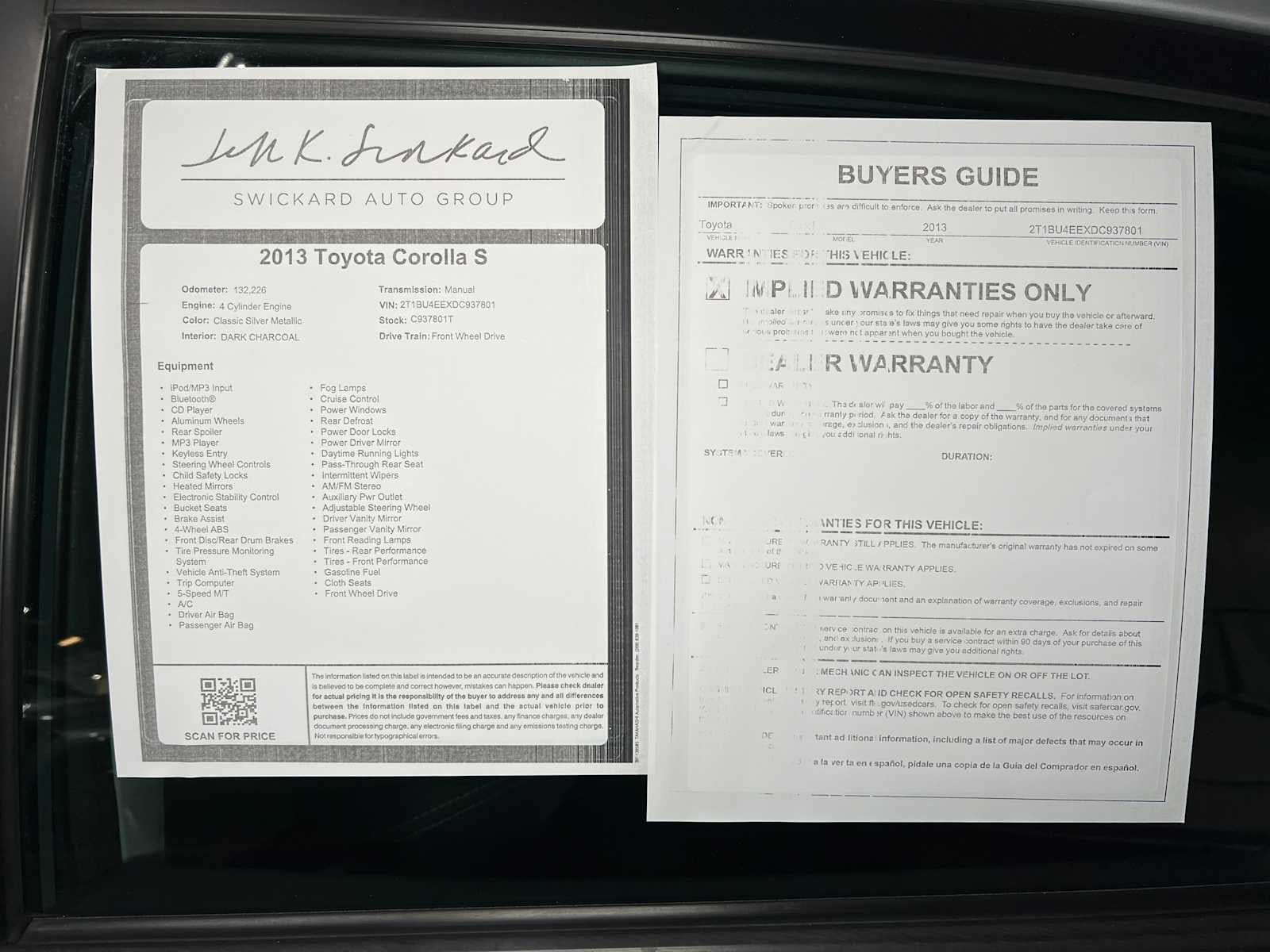 2013 Toyota Corolla S