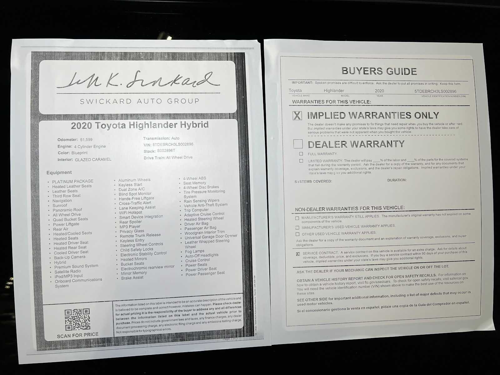 2020 Toyota Highlander Hybrid Platinum