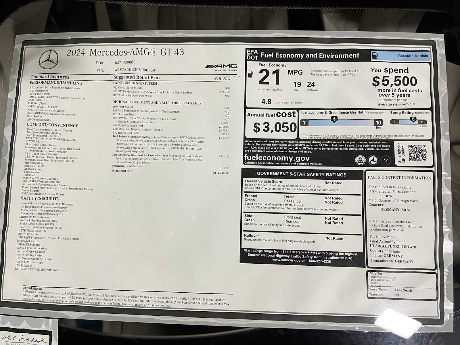 2024 Mercedes-Benz AMG® GT AMG® GT 43