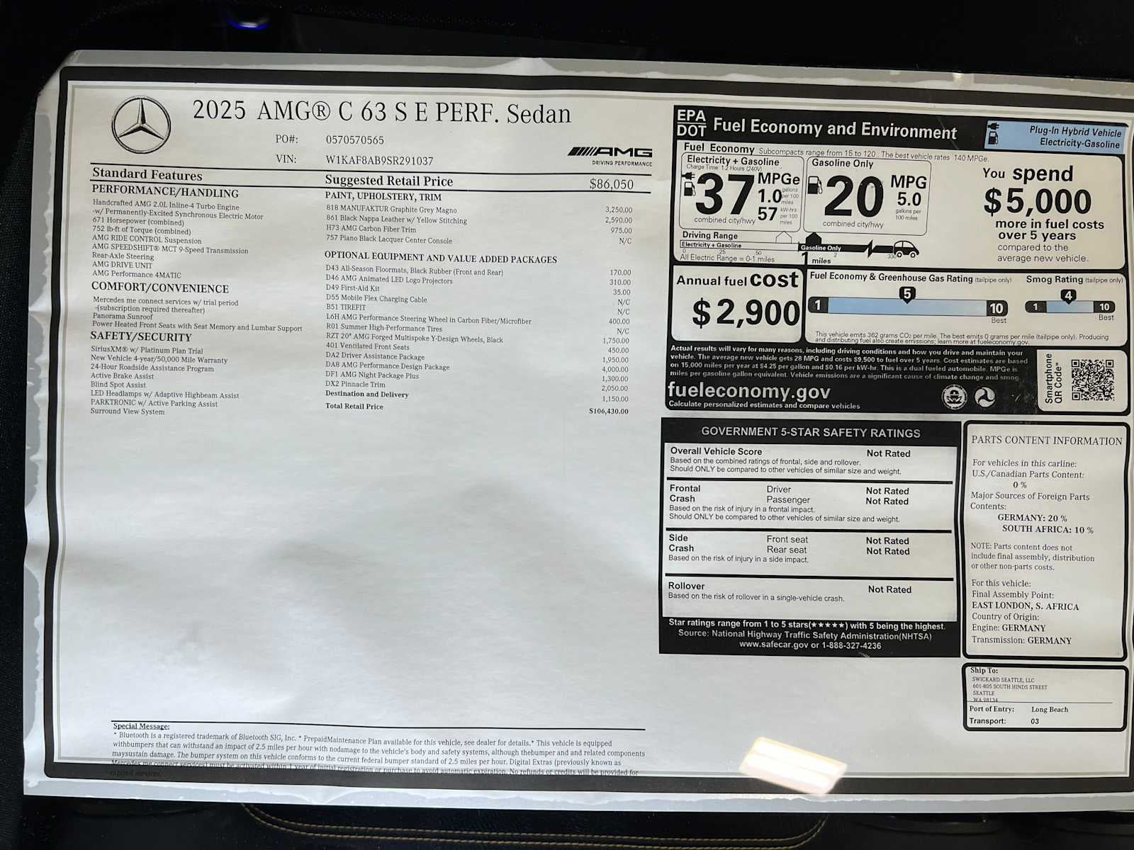 2025 Mercedes-Benz C-Class AMG® C 63 S E Performance
