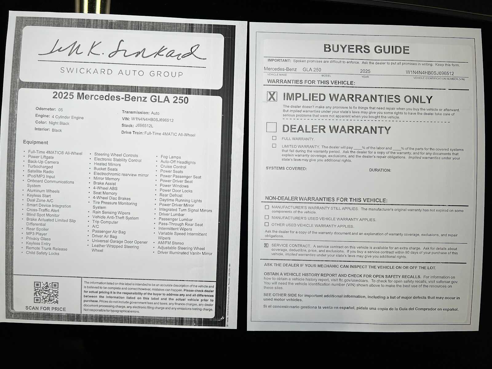 2025 Mercedes-Benz GLA GLA 250