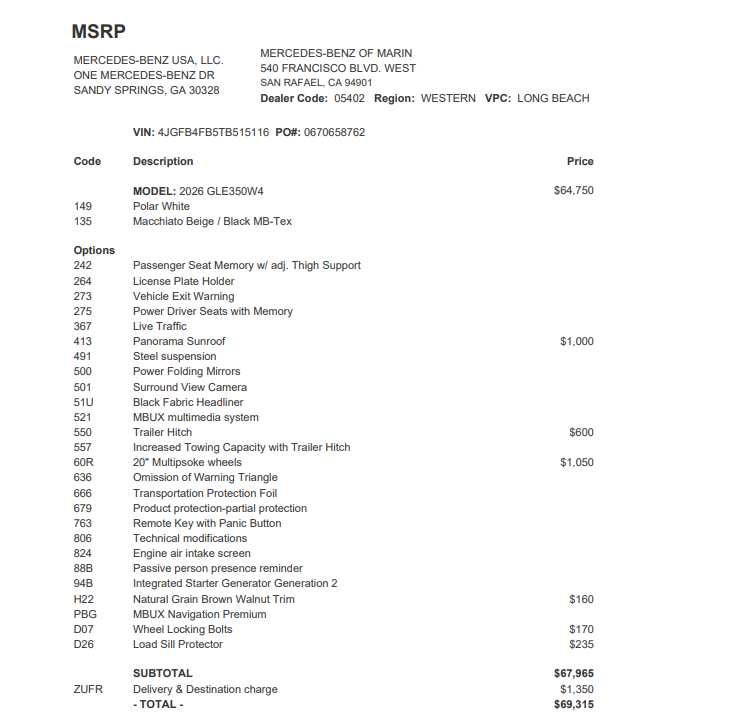 2026 Mercedes-Benz GLE 350 4MATIC® SUV