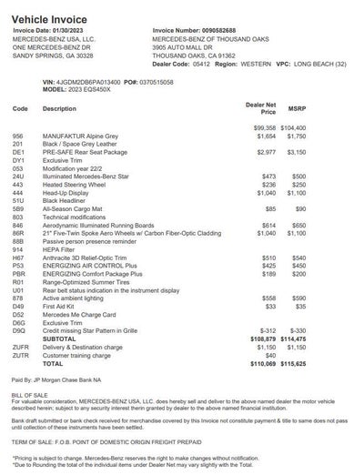 2023 Mercedes-Benz EQS 450+ EQS 450+
