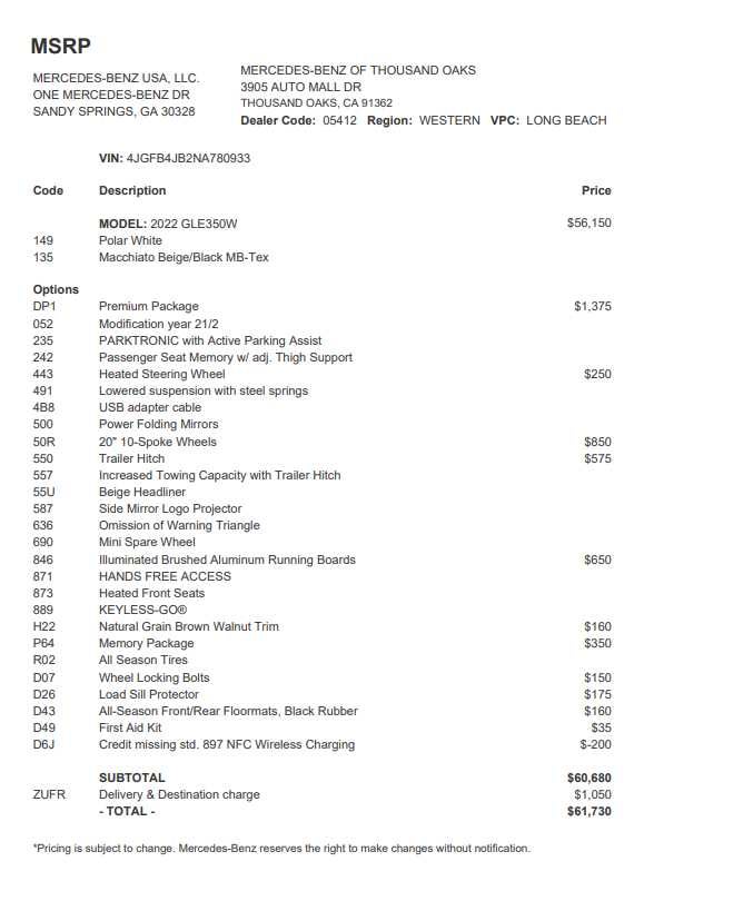 2022 Mercedes-Benz GLE 350 GLE 350