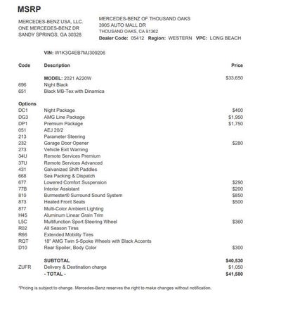 2021 Mercedes-Benz A 220 Sedan