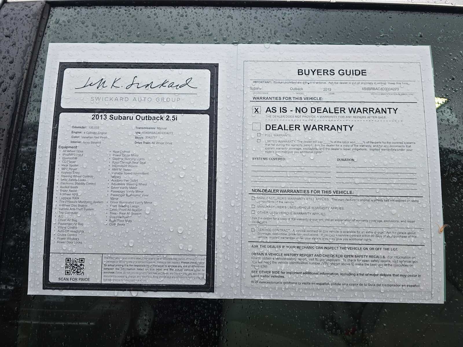 2013 Subaru Outback 2.5i