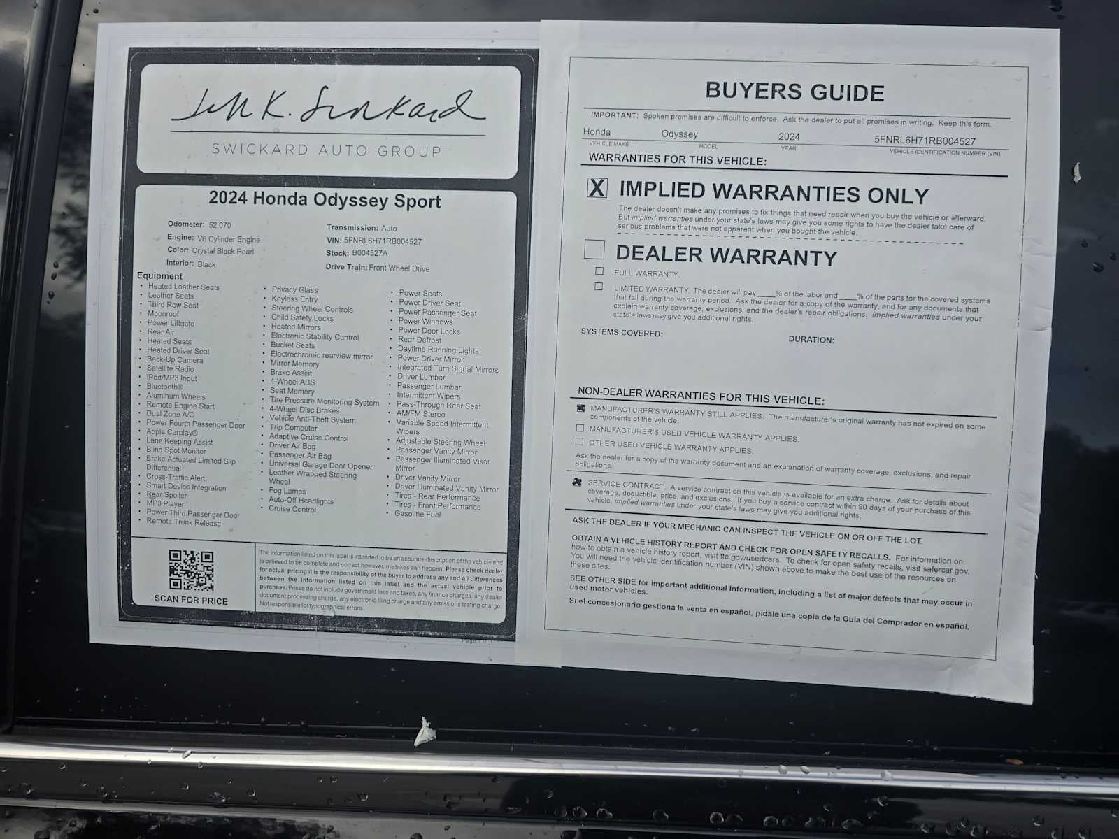 2024 Honda Odyssey Sport