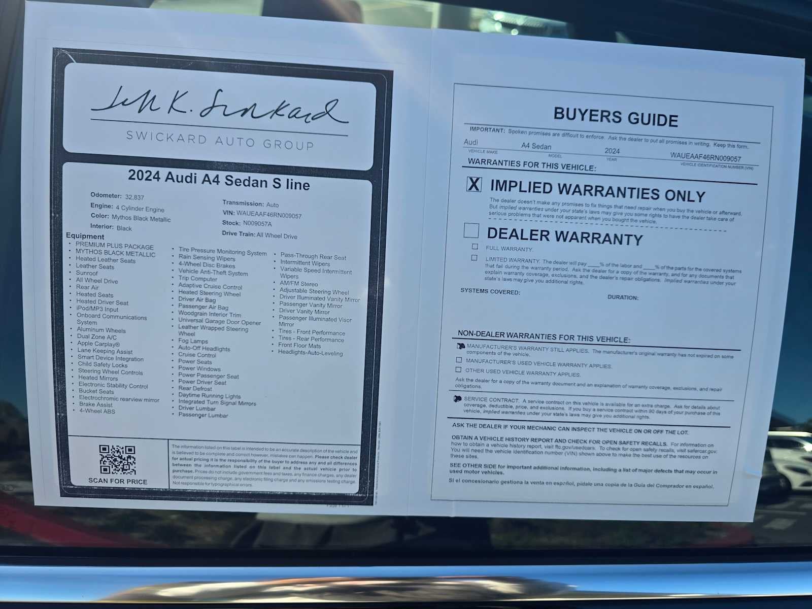 2024 Audi A4 Sedan S line Premium Plus